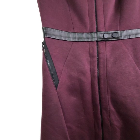 Robert Rodriguez Plumb Neoprene Sleeveless A-Line Dress Front Zip Zip Pockets 10 - Picture 6 of 11